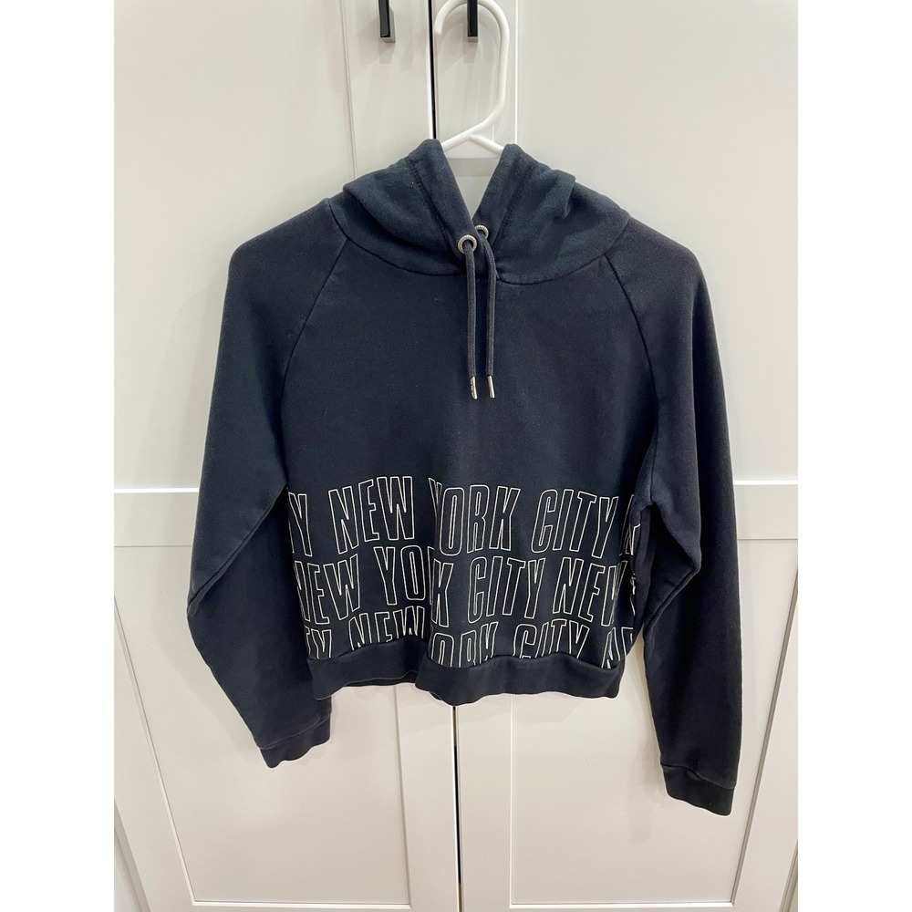 Aeropostale Black Cropped New York City Pullover Hoodie Size XS